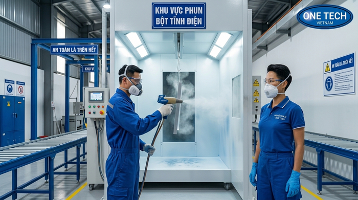 An toàn lao động khi vận hành hệ thống sơn tĩnh điện công nghiệp