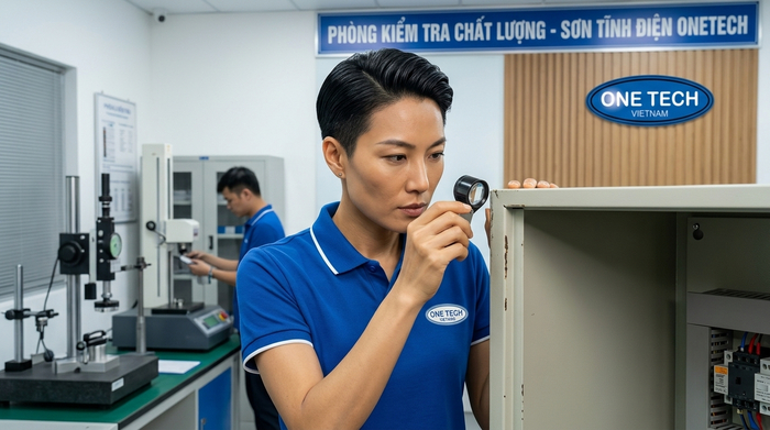Kiểm tra chất lượng lớp phủ sơn tĩnh điện OneTech Quảng Ninh