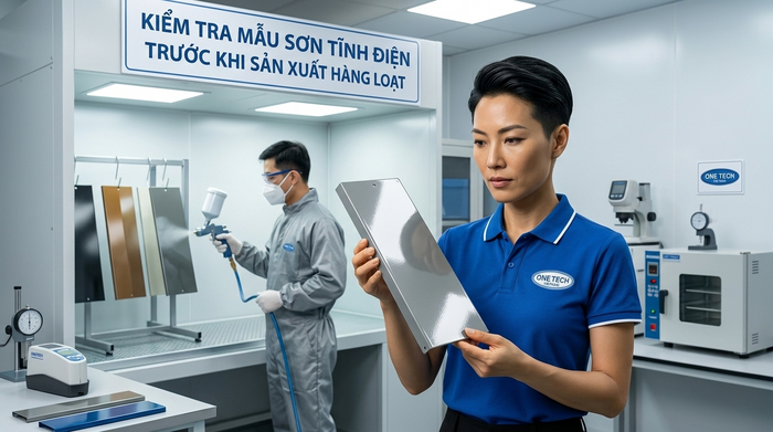 Kiểm tra mẫu sơn tĩnh điện trước khi sản xuất hàng loạt
