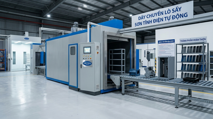 Lò sấy sơn tĩnh điện cho sản phẩm kim loại sau khi phun bột
