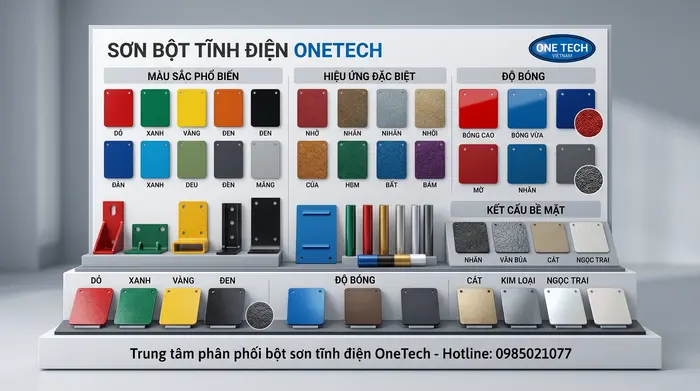 Bảng màu bột sơn tĩnh điện phổ biến cho sản phẩm kim loại