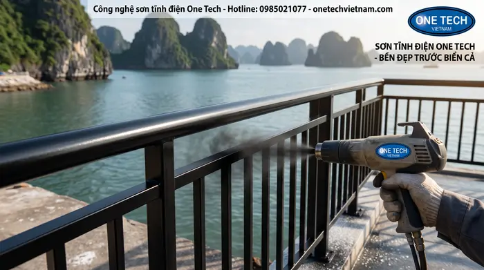 Ứng dụng bột sơn tĩnh điện cho lan can và kết cấu kim loại ngoài trời tại Quảng Ninh