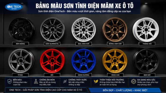 Bảng màu sơn tĩnh điện mâm xe Bảng màu sơn tĩnh điện mâm xe ô tô phổ biến