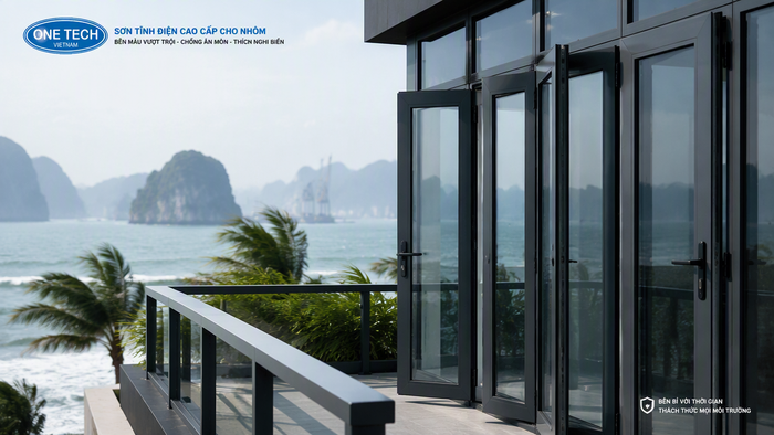 Sơn tĩnh điện nhôm ngoài trời Quảng Ninh trong môi trường gió biển và độ ẩm cao