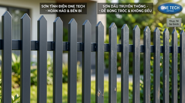 Đánh giá độ bền sơn tĩnh điện so với sơn dầu So sánh sơn tĩnh điện và sơn dầu cho hàng rào kim loại ngoài trời